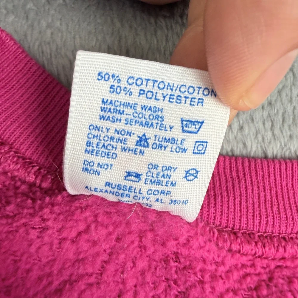 Vintage Jerzees Pink Raglan Sweatshirt Made in USA Crewneck Large Hot Pink 90s
